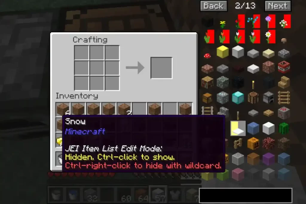 Minecraft JEI items description
